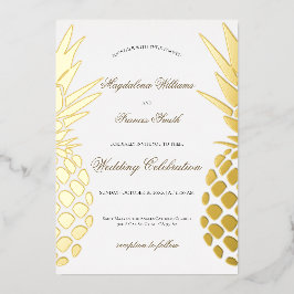 Invitación Con Relieve Metalizado boda real de piñas de Relieve metalizado
