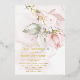 Invitación Con Relieve Metalizado BODA | Relieve metalizado Woodland Rubor Pink Rose