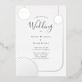 Invitación Con Relieve Metalizado Boda retro de plata de bola disco