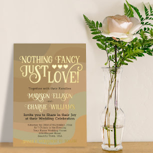 Invitación Con Relieve Metalizado Boda Retro Earthtone Sin Adornos Solo Amor