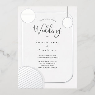 Invitación Con Relieve Metalizado Boda Retro Plateado Bola de Disco
