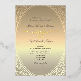 Invitación Con Relieve Metalizado Boda Romántica de Lujo en Oro