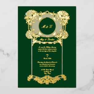 Invitación Con Relieve Metalizado Boda Rosa de Art Nouveau vintage