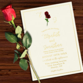 Invitación Con Relieve Metalizado Boda Rosa de Ivory Gold