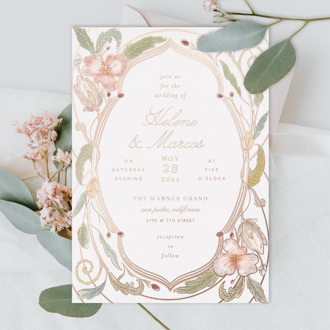 Invitación Con Relieve Metalizado Boda Rosa Oro II (Subido por el creador)