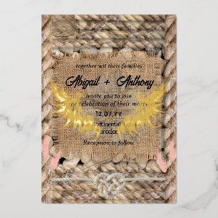 Invitación Con Relieve Metalizado Boda Rough Rope clásico