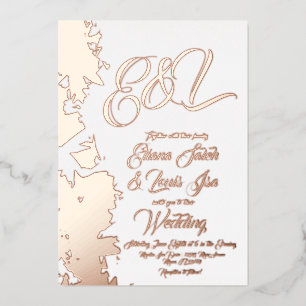 Invitación Con Relieve Metalizado Boda Rubor Gold Fractal presionado