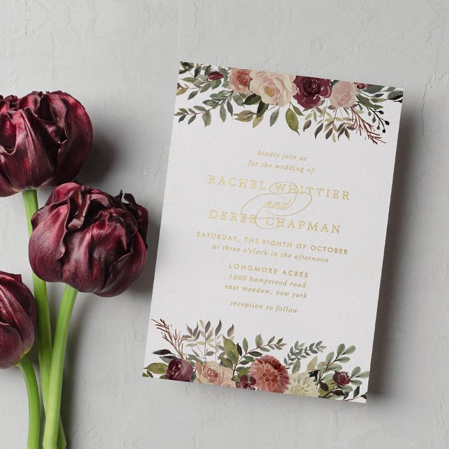 Invitación Con Relieve Metalizado Boda Rustic Bloom  (Subido por el creador)