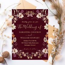 Boda Rústica Burgundy Flor Silvestre Boho Pastel
