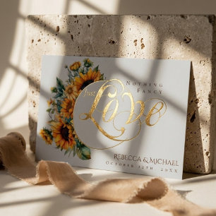 Invitación Con Relieve Metalizado Boda Rústica de Girasoles sin Adornos Solo Amor