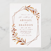 Boda rústica geométrica de otoño con vegetación y