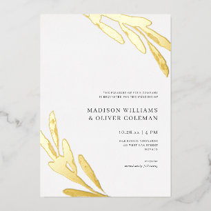 Invitación Con Relieve Metalizado Boda Rústica Moderna Rama de Olivo REAL