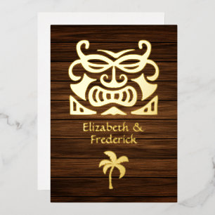 Invitación Con Relieve Metalizado Boda rústica tropical mística de la isla