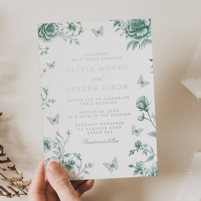 Invitación Con Relieve Metalizado Boda Sage & Silver encantado (Subido por el creador)