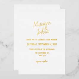 Invitación Con Relieve Metalizado Boda simple