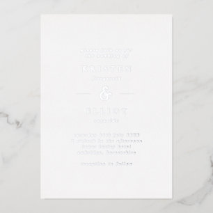 Invitación Con Relieve Metalizado Boda Simple con Hoja de Plata