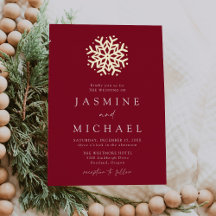 Boda Simple de Copo de Nieve Burgundy y Oro