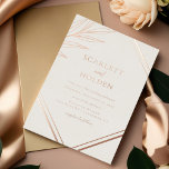 Invitación Con Relieve Metalizado Boda simple de crema y hoja de oro Rosa<br><div class="desc">Esta sencilla invitación a la boda crema y a la Rosa de la hoja de oro es la combinación perfecta de estilo moderno y minimalista. Los detalles de la hoja y el borde son sencillos y perfectos para cada pareja minimalista. Esta invitación a la boda está diseñada con una paleta...</div>