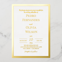 Invitación Con Relieve Metalizado Boda simple de marco de Relieve metalizado dorado