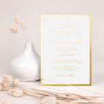 Invitación Con Relieve Metalizado Boda simple elegante<br><div class="desc">Elegante Invitación sencilla al Relieve metalizado Boda. Sencilla y elegante,  esta invitación formal a la boda incluye un elegante borde y un elegante guión caligráfico presionado en Relieve metalizado de oro real.</div>
