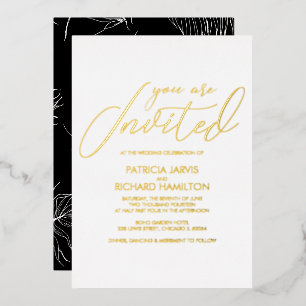 Invitación Con Relieve Metalizado Boda Simple Elegante Sofisticada