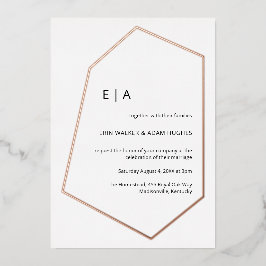 Invitación Con Relieve Metalizado Boda simple Geométrico Real Rosa Gold