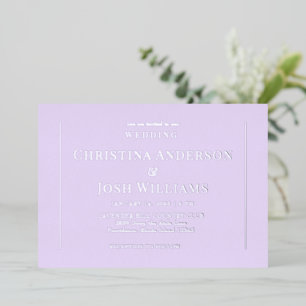 Invitación Con Relieve Metalizado Boda Simple Lavanda