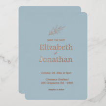 Boda simple minimalista en hoja ahorrando la fecha