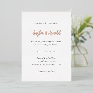 Invitación Con Relieve Metalizado Boda Simple Moderna