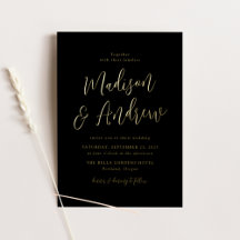 Boda Simple Script Negro y Dorado