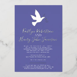 Invitación Con Relieve Metalizado Boda simple y azul domo con foto