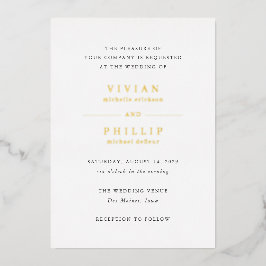 Invitación Con Relieve Metalizado Boda Simple y Elegante