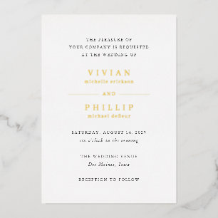 Invitación Con Relieve Metalizado Boda Simple y Elegante