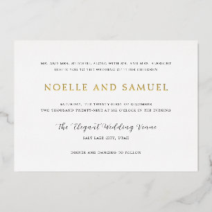 Invitación Con Relieve Metalizado Boda Simple y Elegante