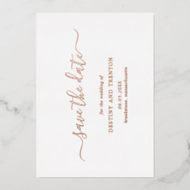 Invitación Con Relieve Metalizado Boda Simple y Elegante Guardar la Fecha