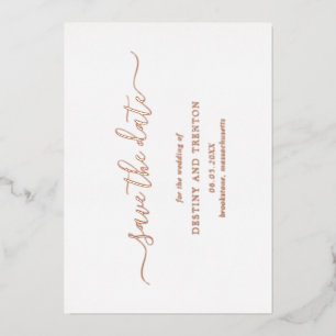 Invitación Con Relieve Metalizado Boda Simple y Elegante Guardar la Fecha