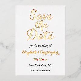 Invitación Con Relieve Metalizado Boda Simple y Elegante Rose Gold Save the Date