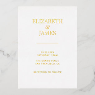 Invitación Con Relieve Metalizado Boda simple y moderno