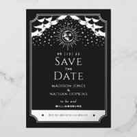 Boda Tarot Luna Sol Plata Negro Save the Date