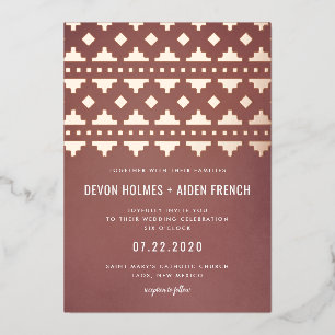 Invitación Con Relieve Metalizado Boda Terra Cotta Southwest Gleam