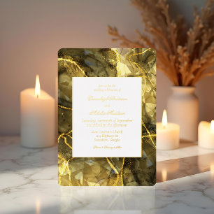 Invitación Con Relieve Metalizado Boda Topacio Negro Oro Piedra Preciosa