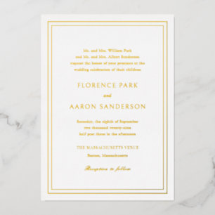 Invitación Con Relieve Metalizado Boda Tradicional Atemporal