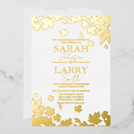 Invitación Con Relieve Metalizado Boda Tradicional de Oro Elegante