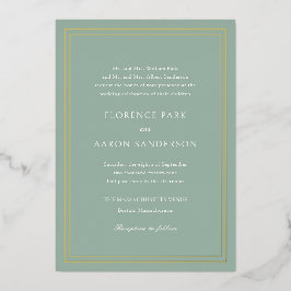 Invitación Con Relieve Metalizado Boda tradicional de Sage Green Timeless