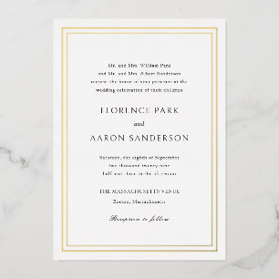 Invitación Con Relieve Metalizado Boda tradicional en blanco y negro atemporal