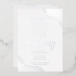 Invitación Con Relieve Metalizado Boda Tradicional Frontera de Esquina de Plata Eleg