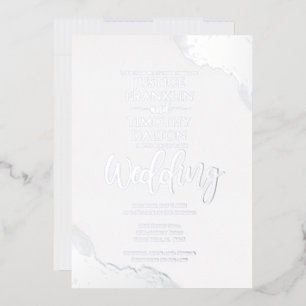 Invitación Con Relieve Metalizado Boda Tradicional Frontera de Esquina de Plata Eleg