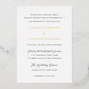 Invitación Con Relieve Metalizado Boda Tradicional Sencilla