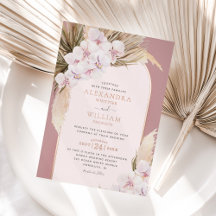 Boda Tropical de Pampas Rosa Polvoriento con Hojal
