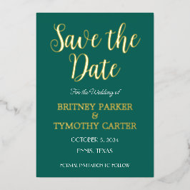 Invitación Con Relieve Metalizado Boda verde esmeralda de código QR moderno